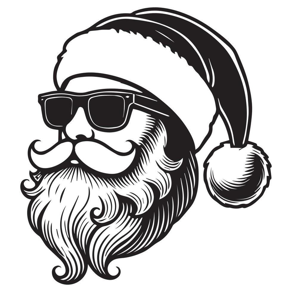 Santa claus with sunglasses and beard illustration vector