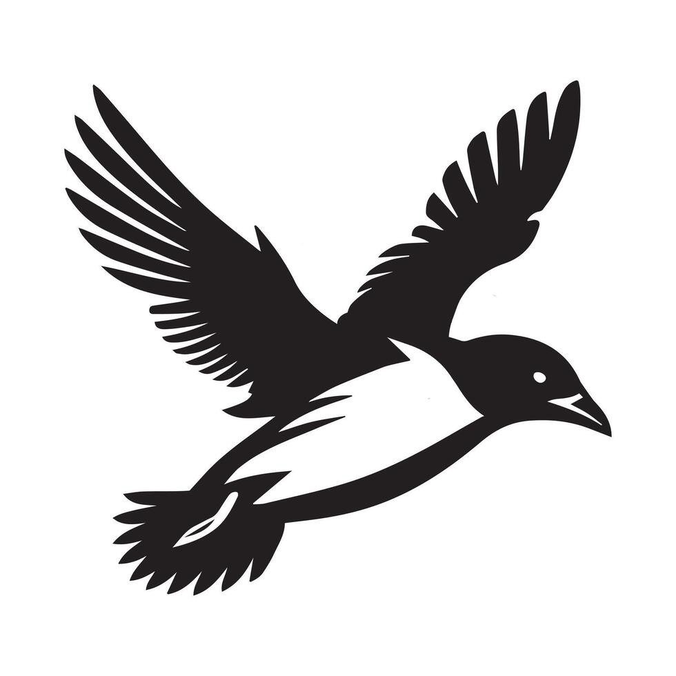 A black and white bird flying in the air vector