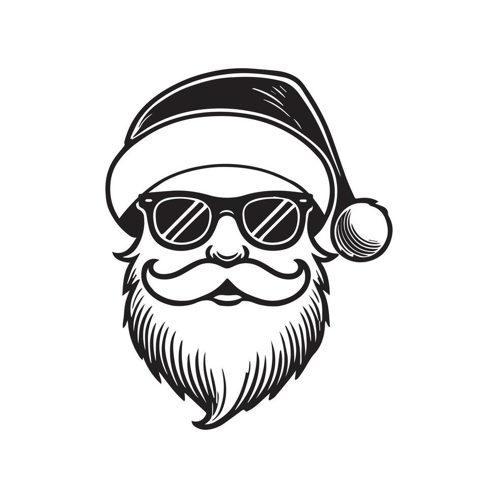 Santa claus with sunglasses and beard vector