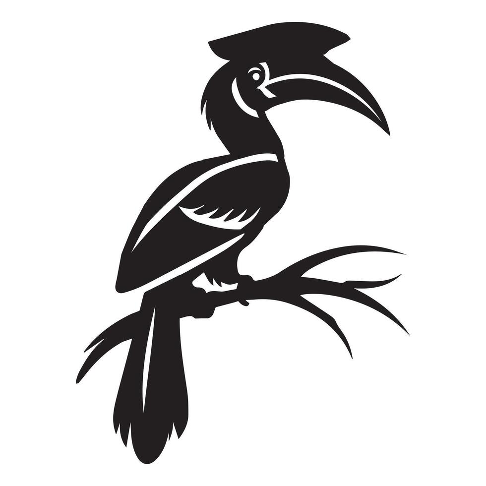 Hornbill bird silhouette illustration vector
