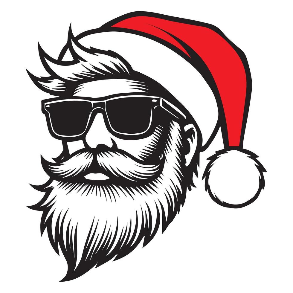 Santa claus with sunglasses and beard vector