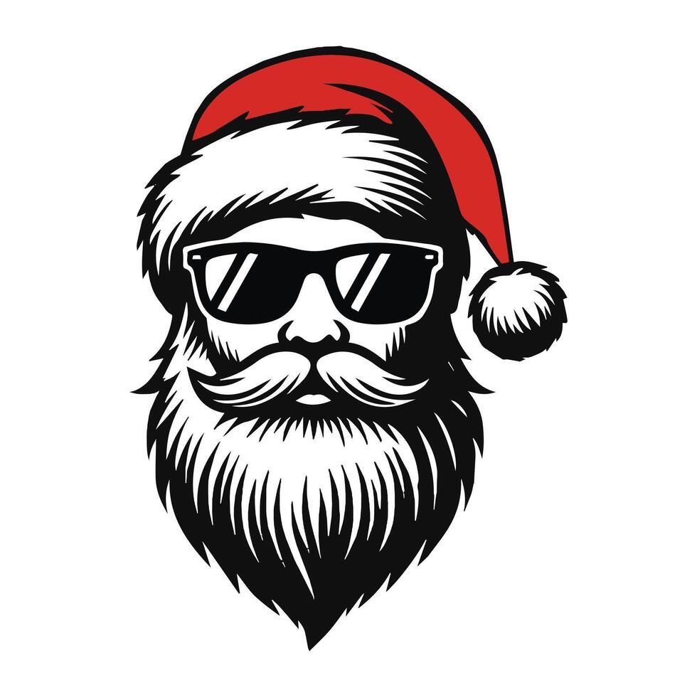 Santa claus with sunglasses and beard vector