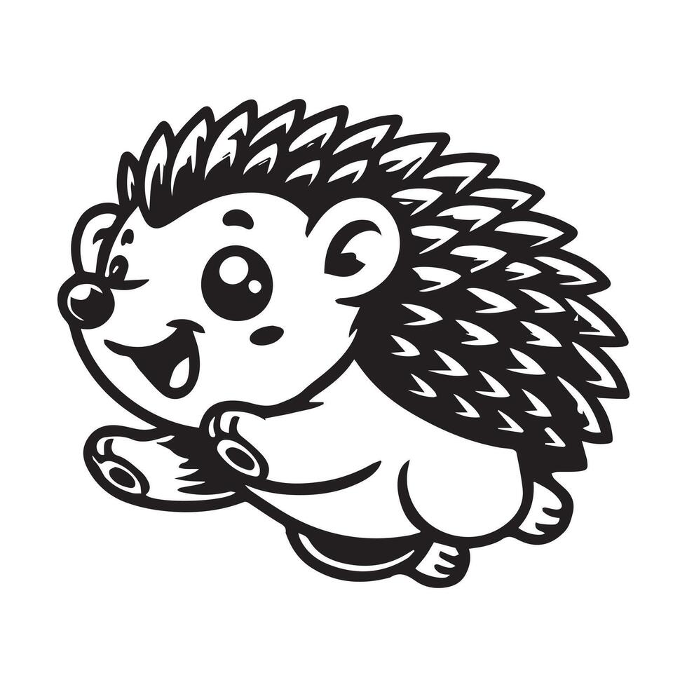 A cartoon hedgehog running on the ground vector