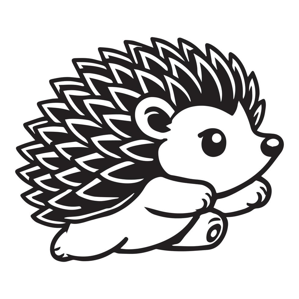 A hedgehog is running in a cartoon style vector