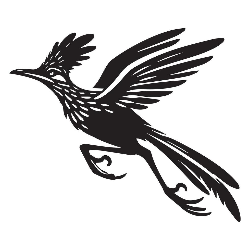 A black and white silhouette of a bird flying vector