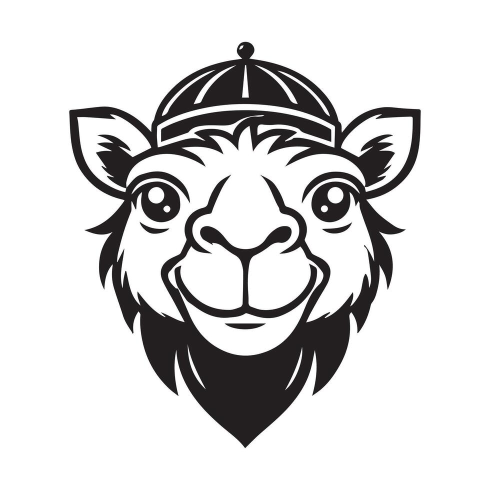 A camel wearing a hat and a beard vector