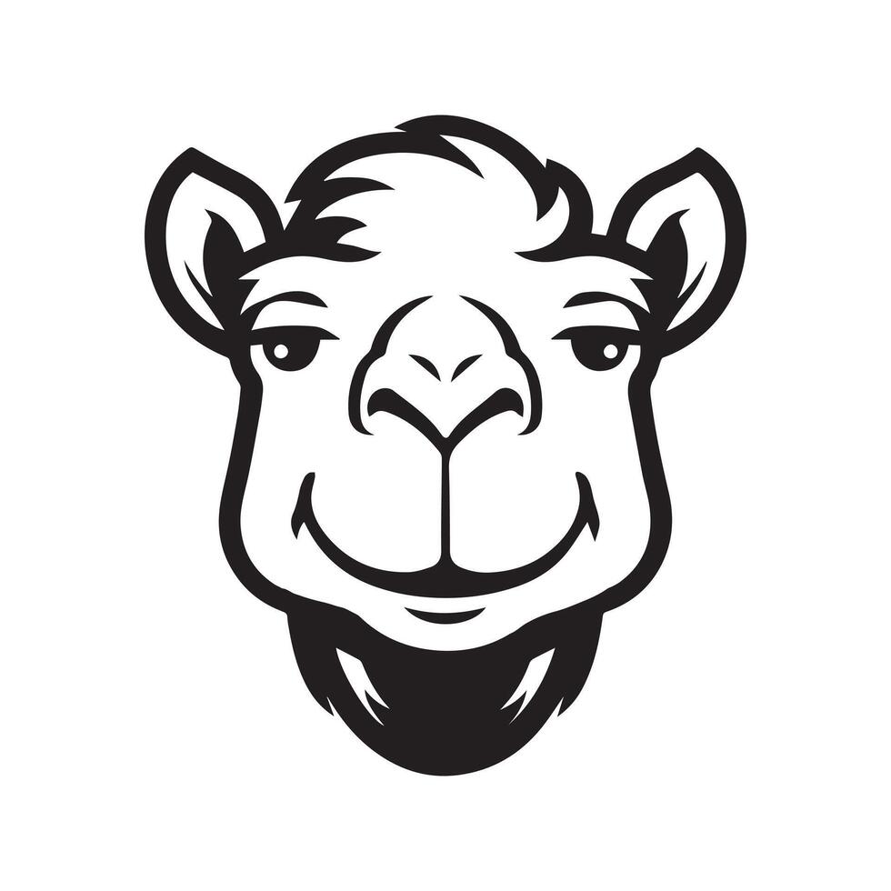 A camel head with a black and white background vector