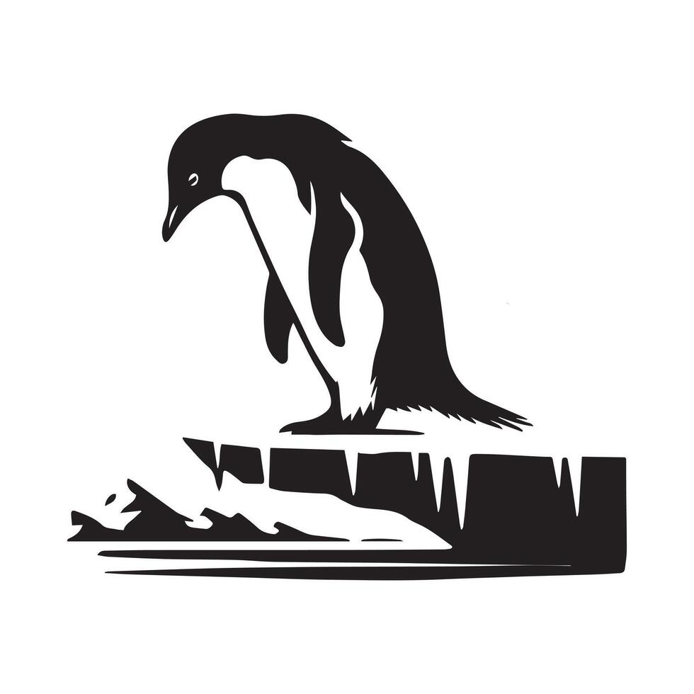 Penguin on ice, illustration vector
