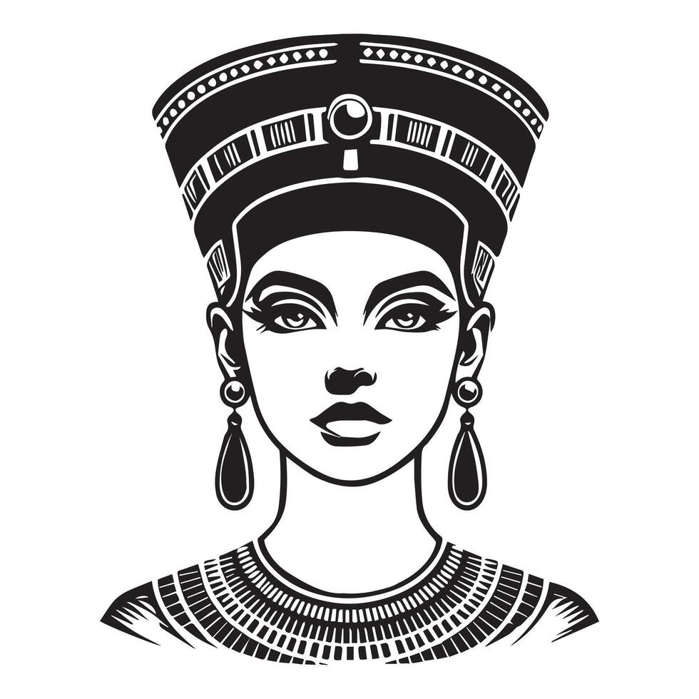 The egyptian queen in black and white vector
