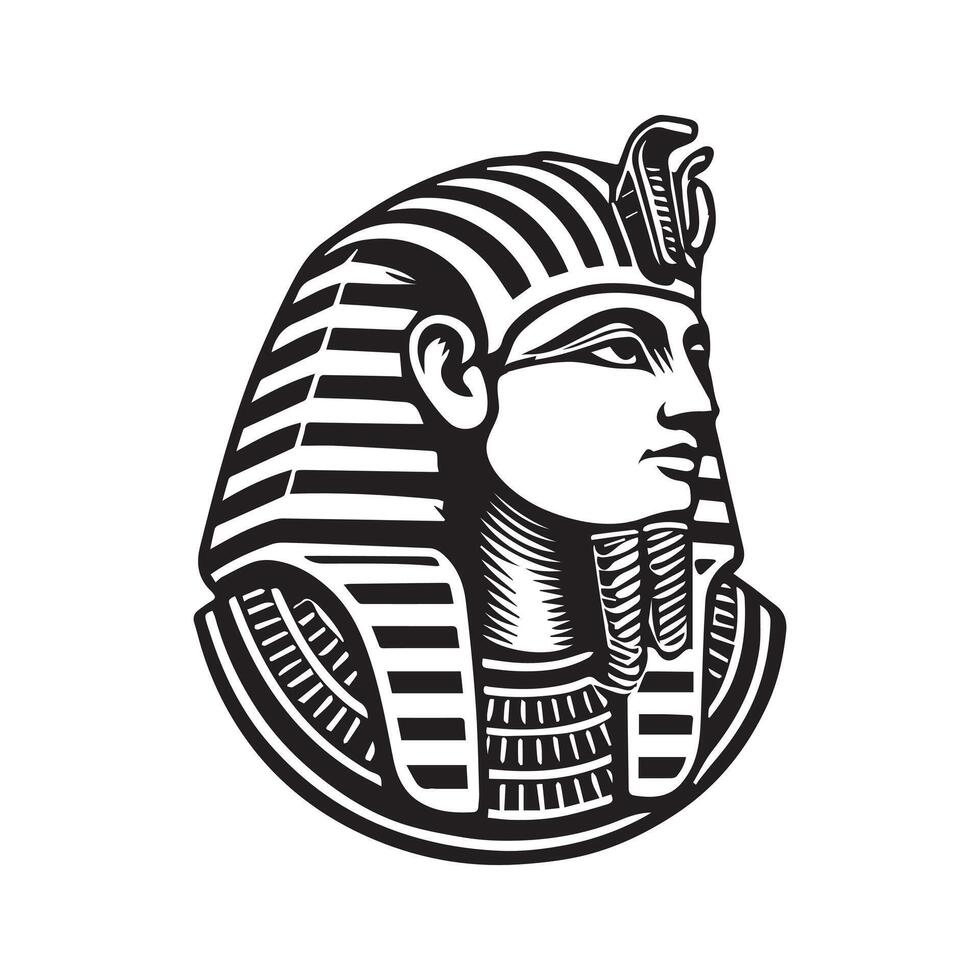 The head of an egyptian pharaoh is shown in a black and white image vector