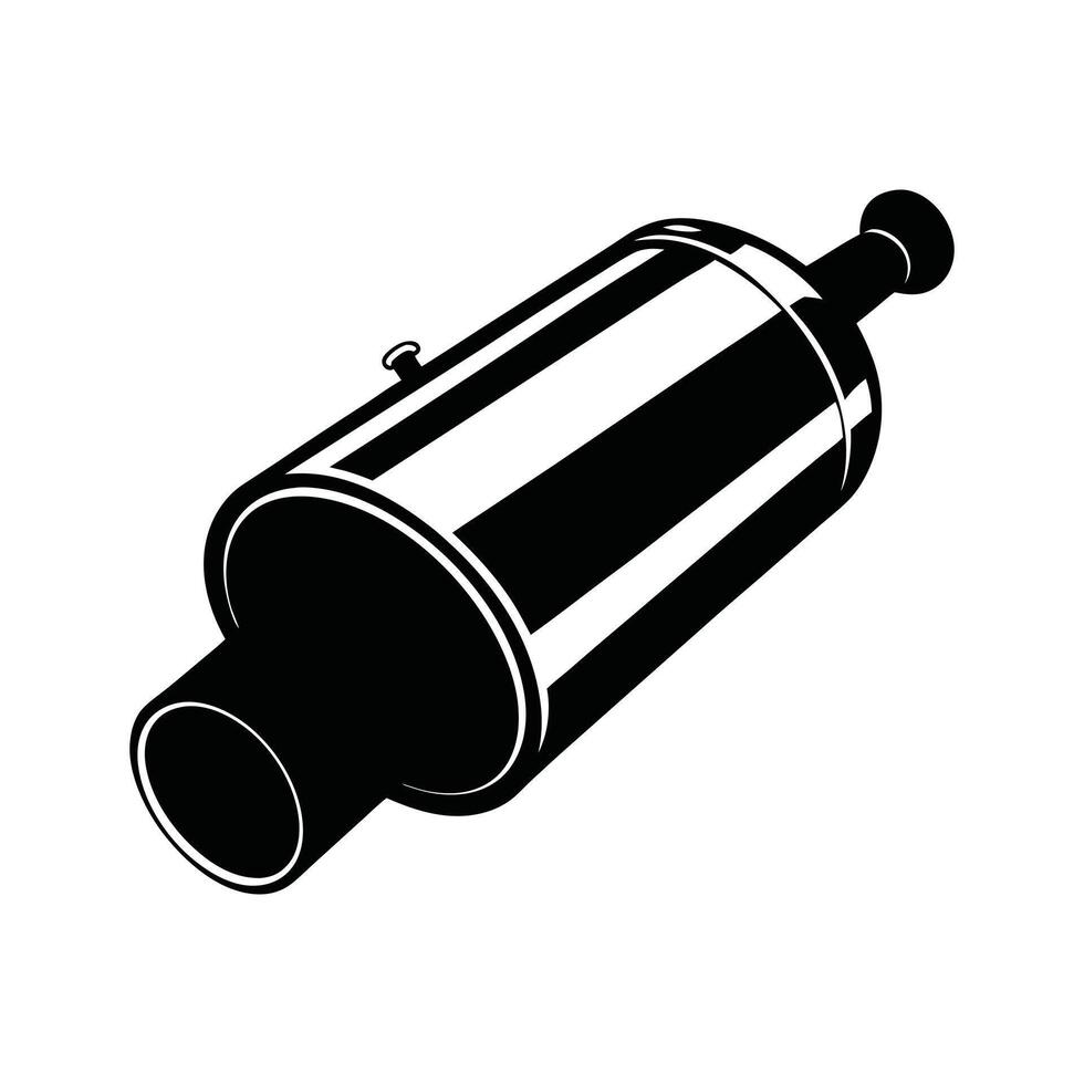 A black and white illustration of a car exhaust pipe vector
