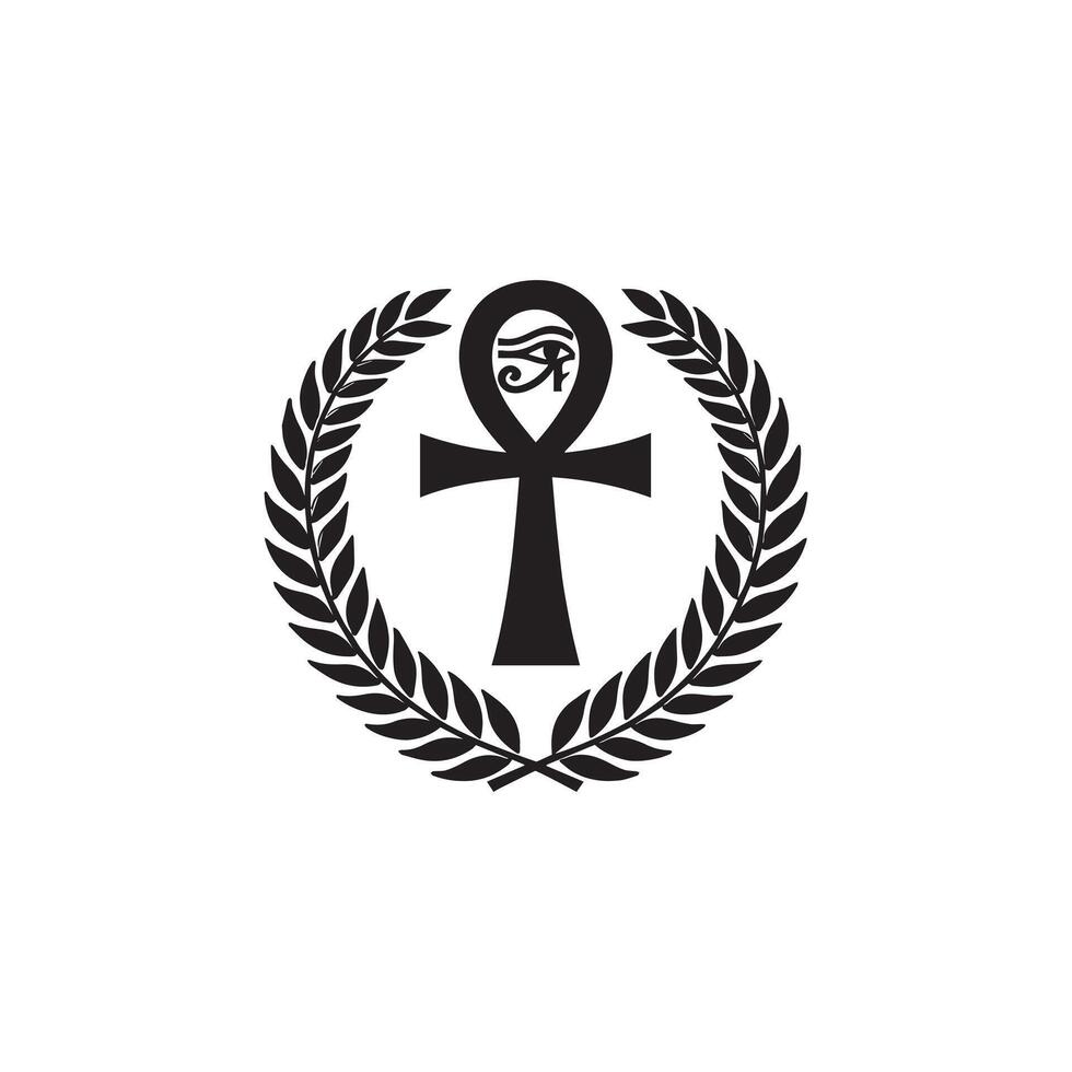 An egyptian cross with laurel wreath and an ankh vector