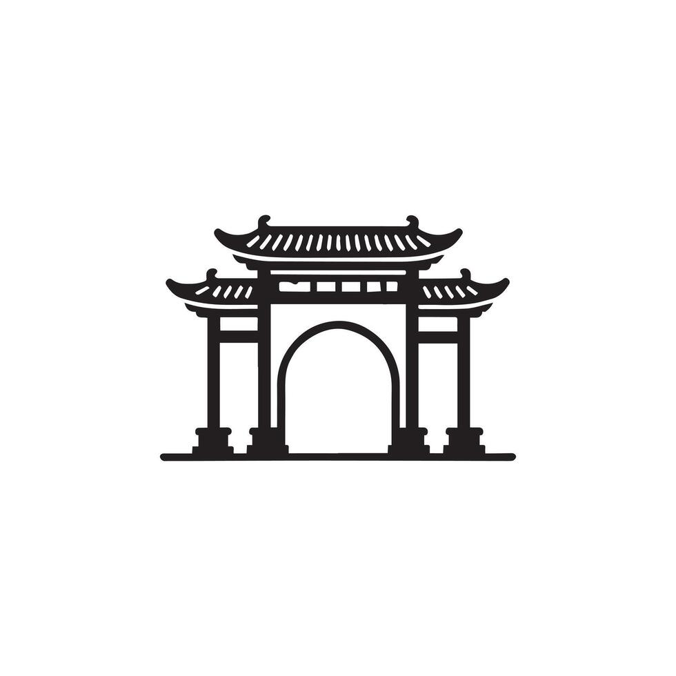 Chinese gate icon illustration vector