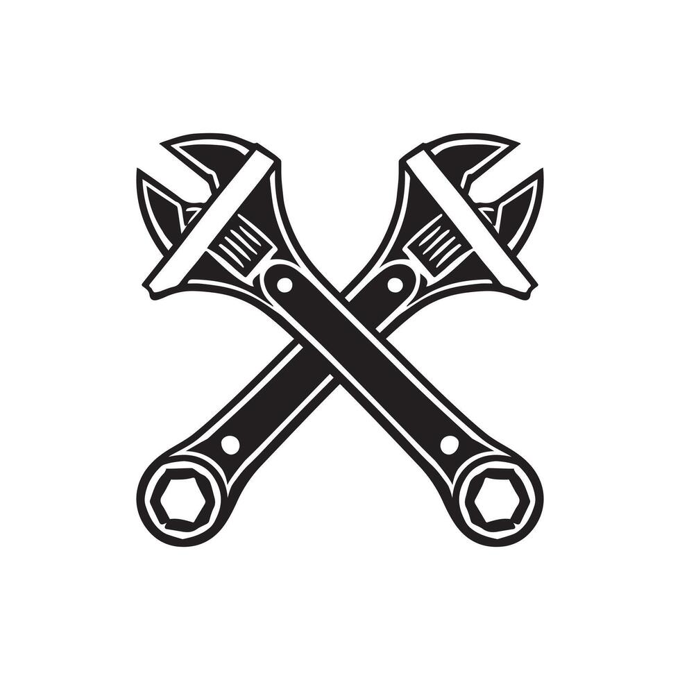 Crossed wrenches icon on white background vector