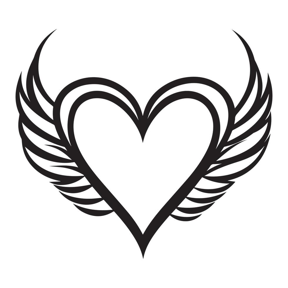 Heart with wings tattoo design vector
