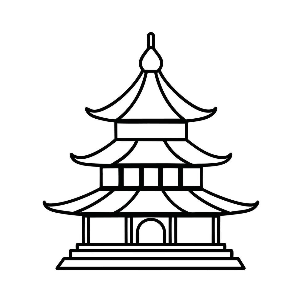 A pagoda icon in black and white vector