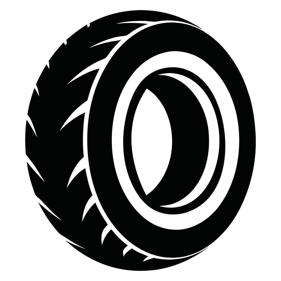 A black and white tire icon on a white background vector