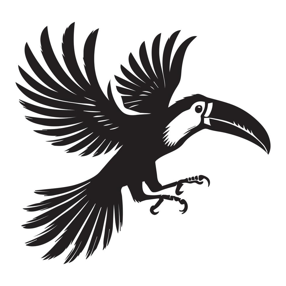 A black and white image of a toucan vector
