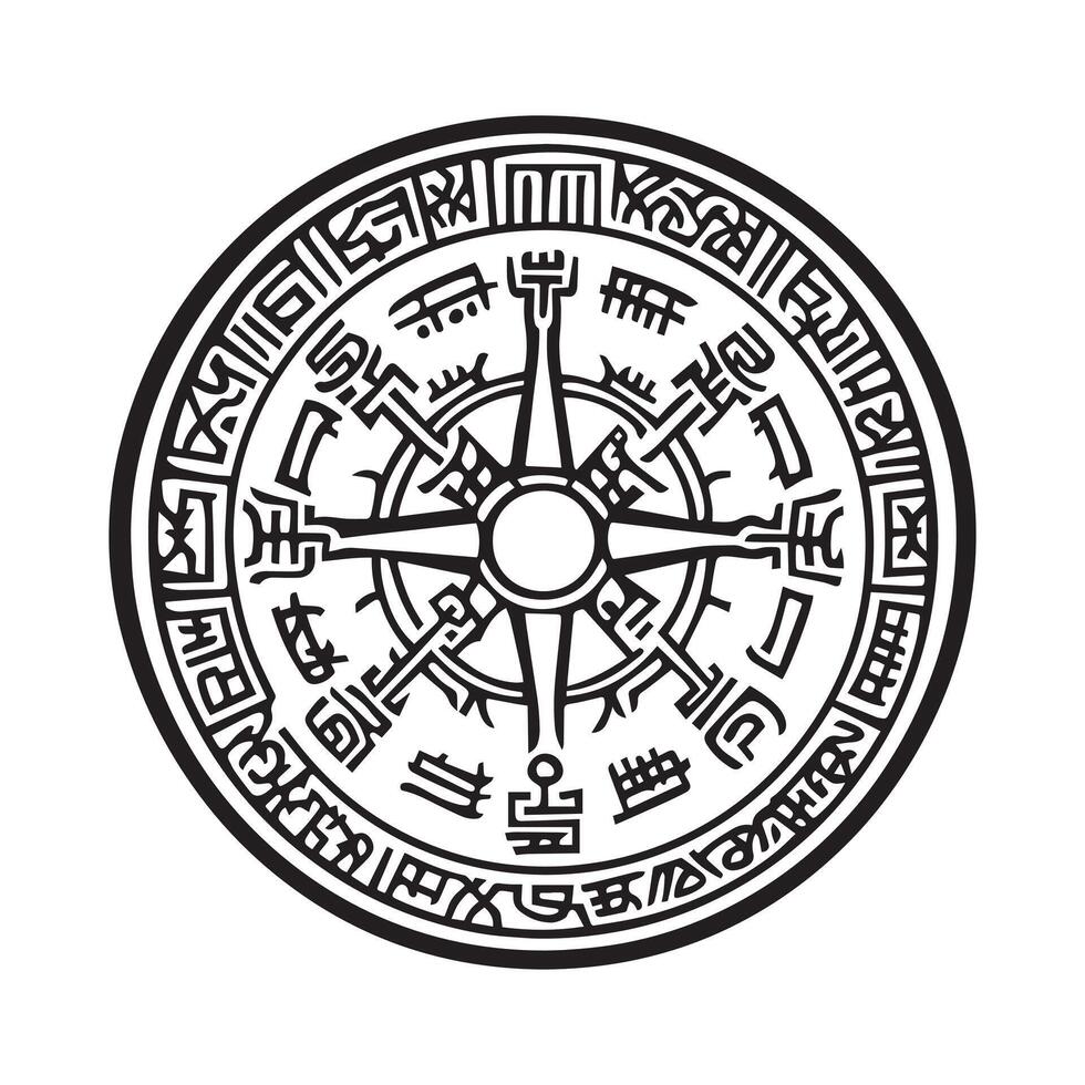 Ancient aztec symbol of the sun and the moon vector