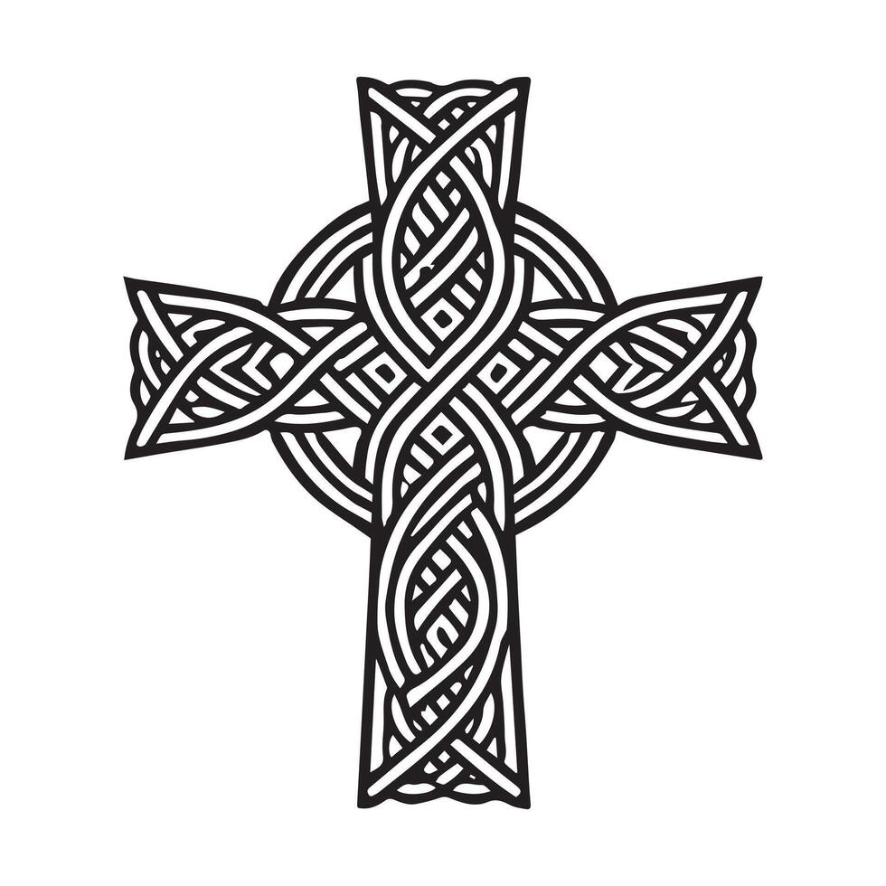 Celtic cross with knot pattern illustration vector