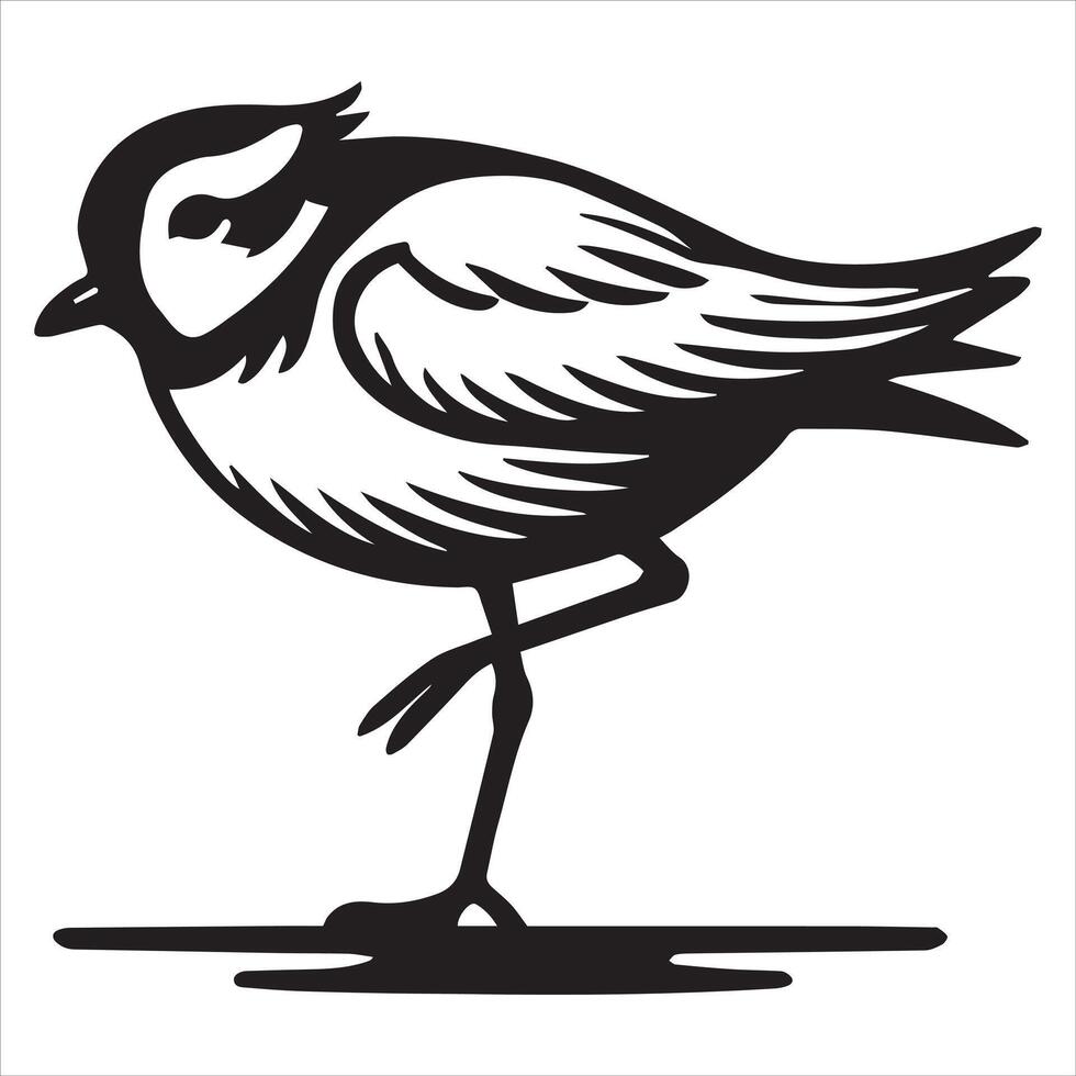 A black and white illustration of a bird vector
