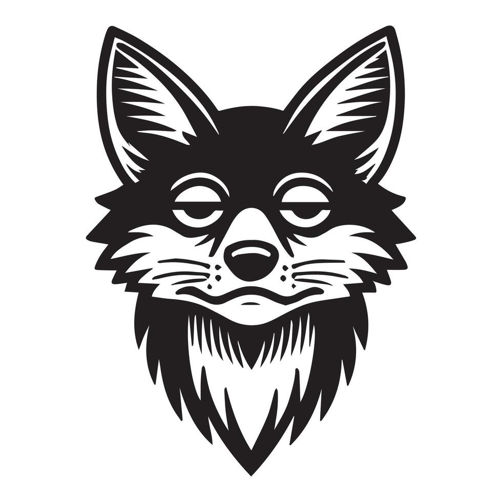 A black and white fox head with eyes closed vector