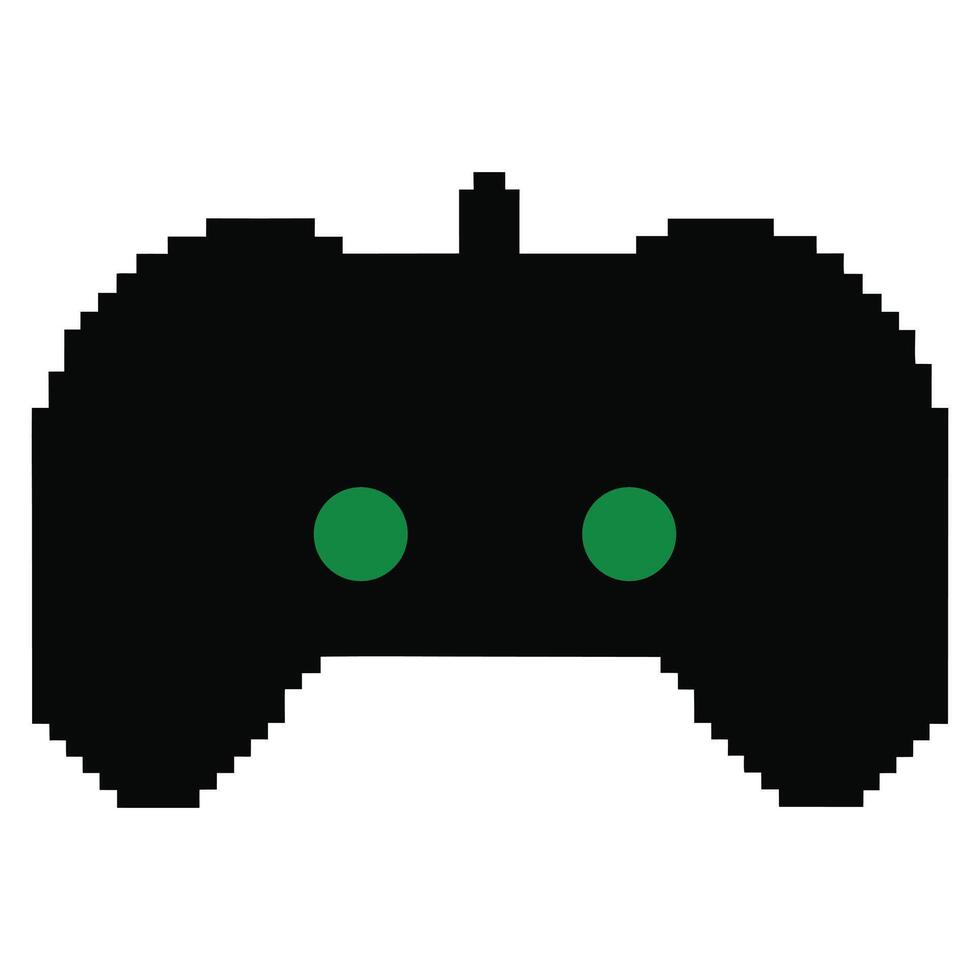 A pixel game controller with green eyes vector