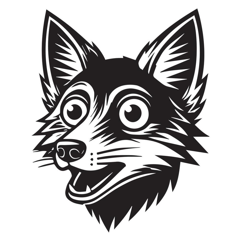 A black and white fox head with big eyes vector