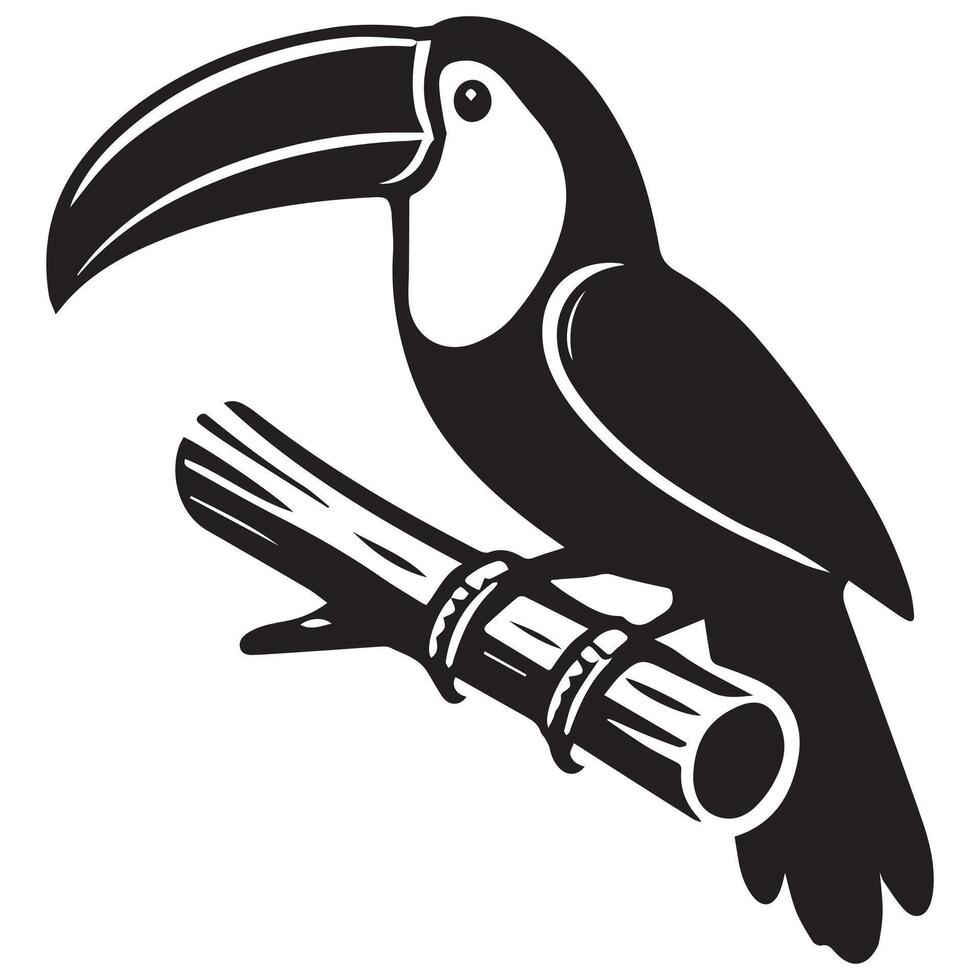 Toucan bird on a branch vector