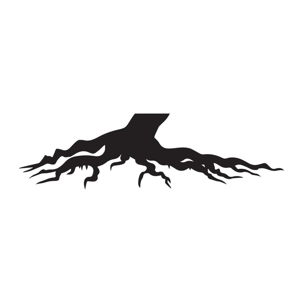A black silhouette of a tree with roots vector
