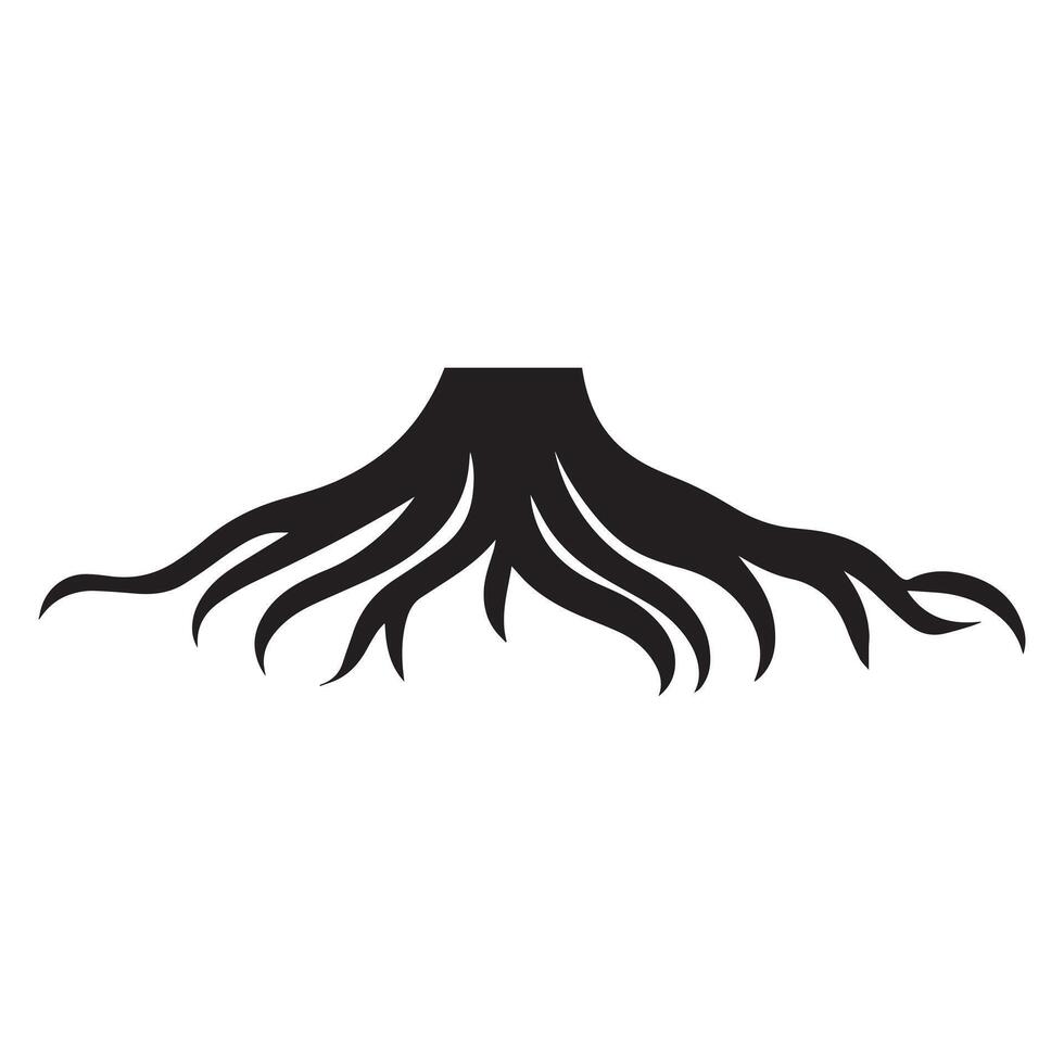 A black and white illustration of a tree with roots vector
