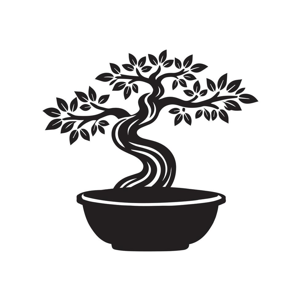 Bonsai tree in pot illustration vector