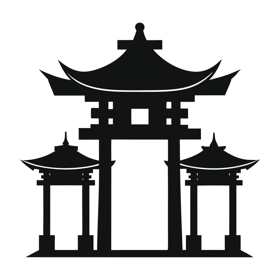 Chinese gate icon illustration vector