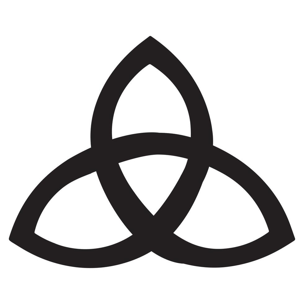 A celtic trinity symbol is shown in black and white vector