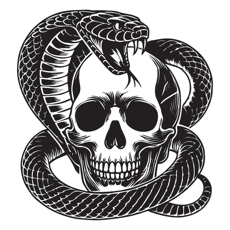 A skull and snake in a vintage style vector