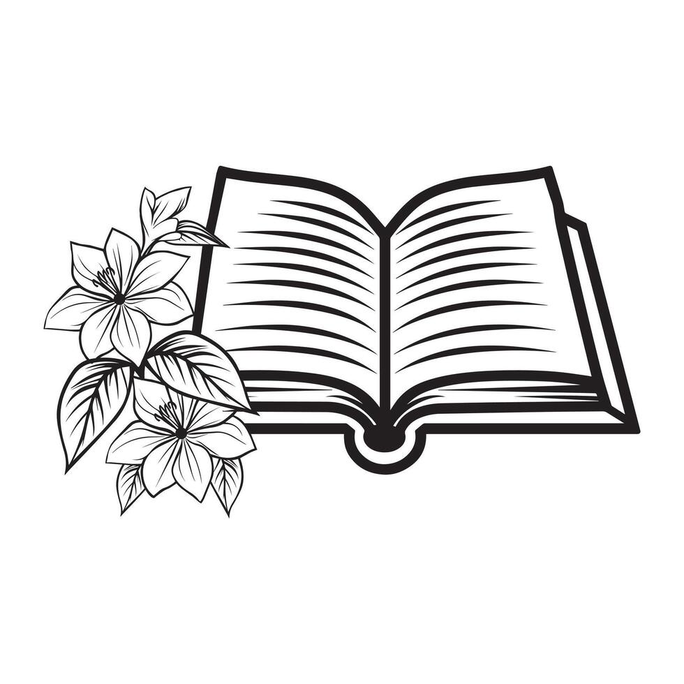 An open book with flowers on the page vector