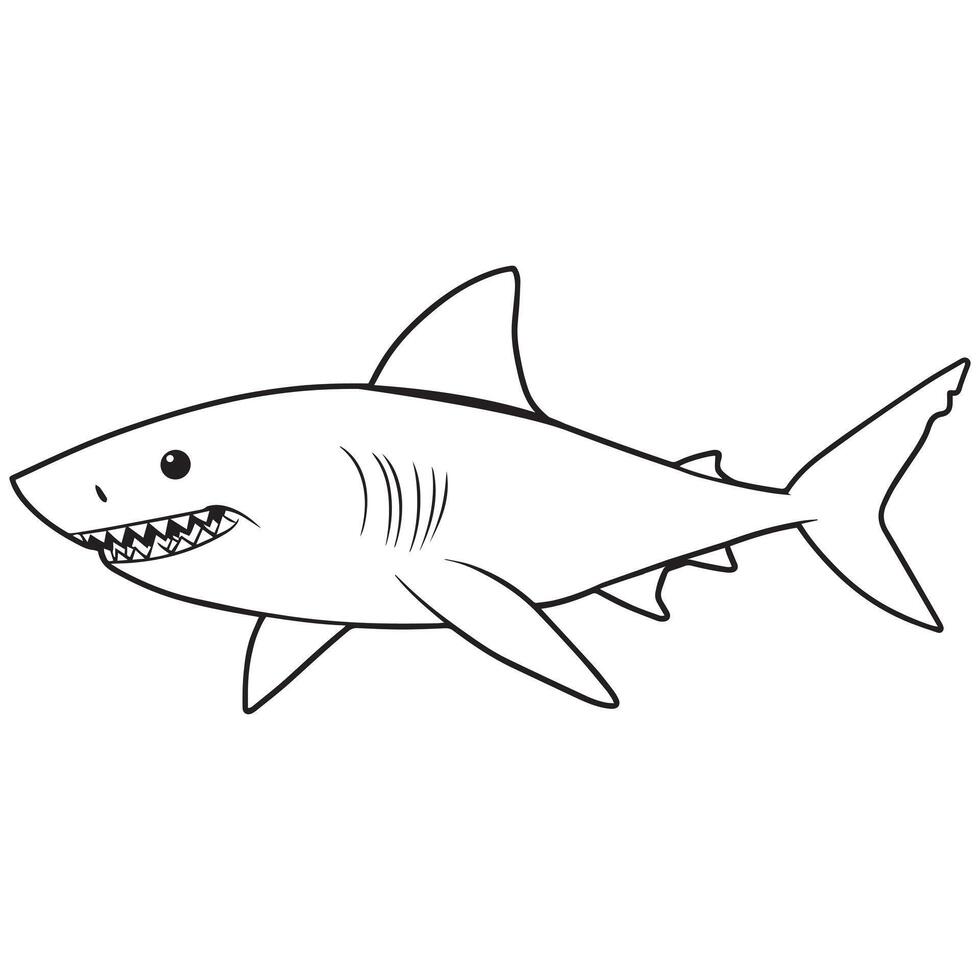 Shark coloring pages for kids vector