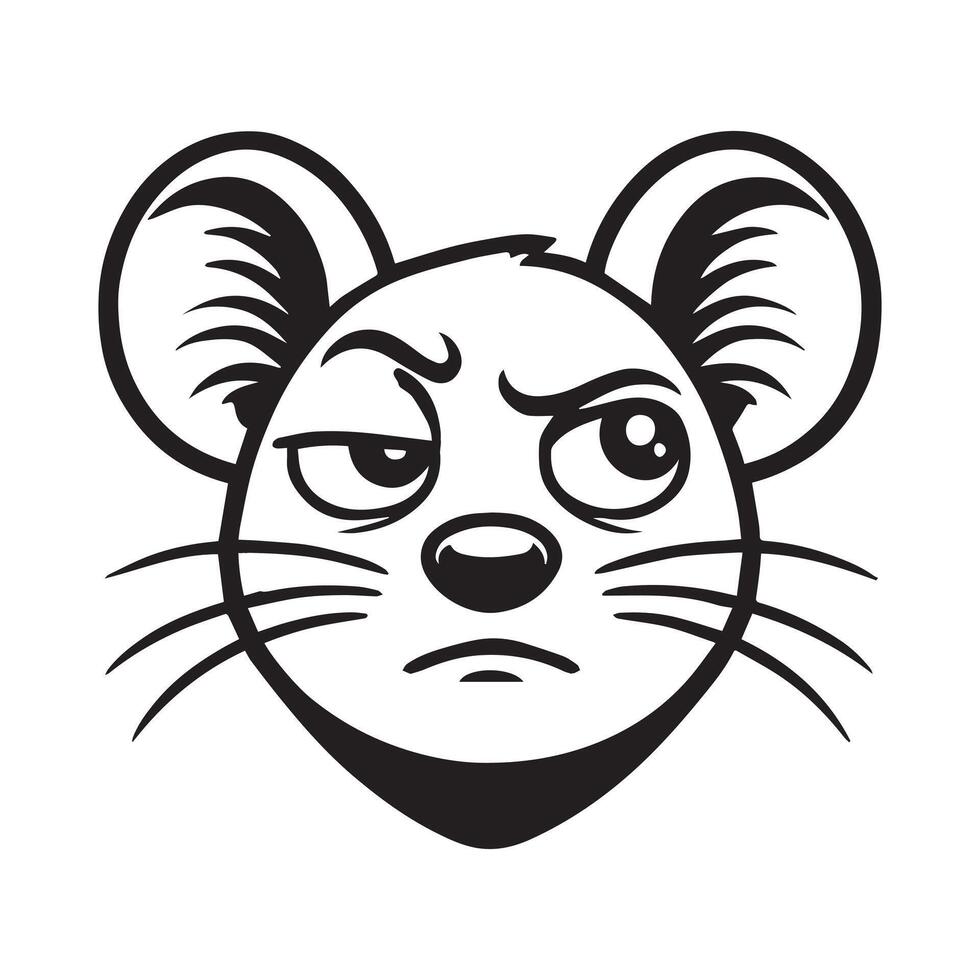 A black and white rat head with a big nose vector