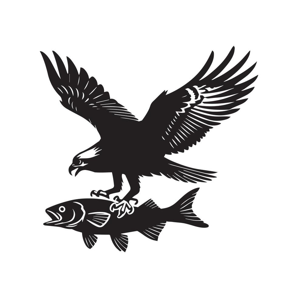 An eagle with a fish on its back vector