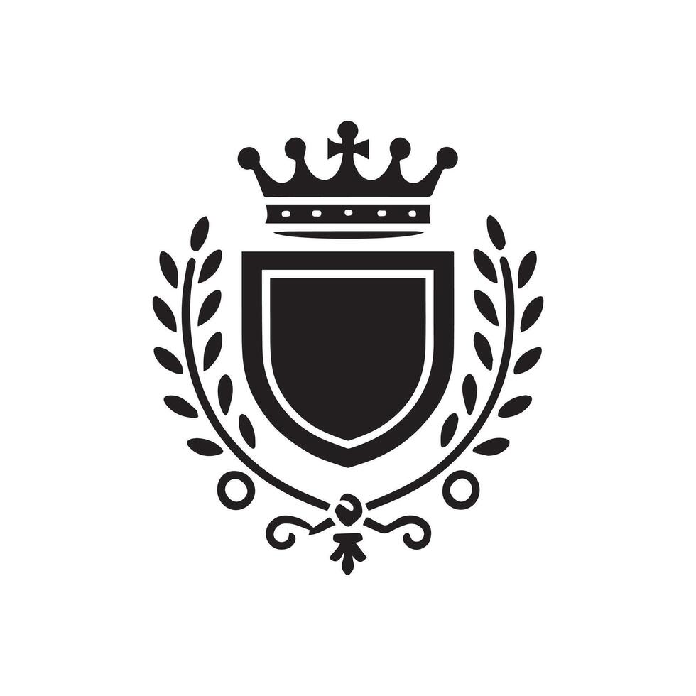 Medieval Family crest Clipart Design - Family crest illustration in black and white vector