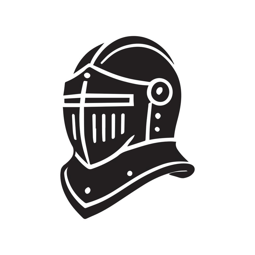 Medieval Helmet Clipart Design - Helmet illustration in black and white vector