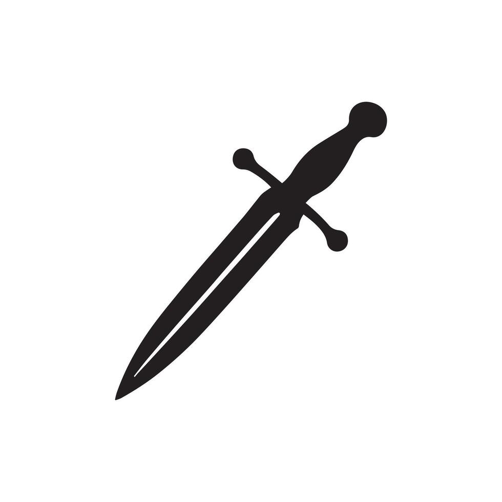 Medieval Dagger Clipart Design - Dagger illustration in black and white vector