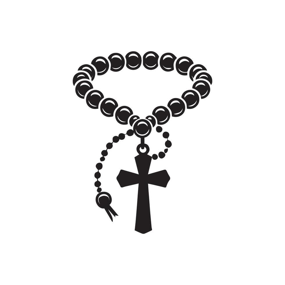 Medieval Rosaries Clipart Design - Rosaries illustration in black and white vector