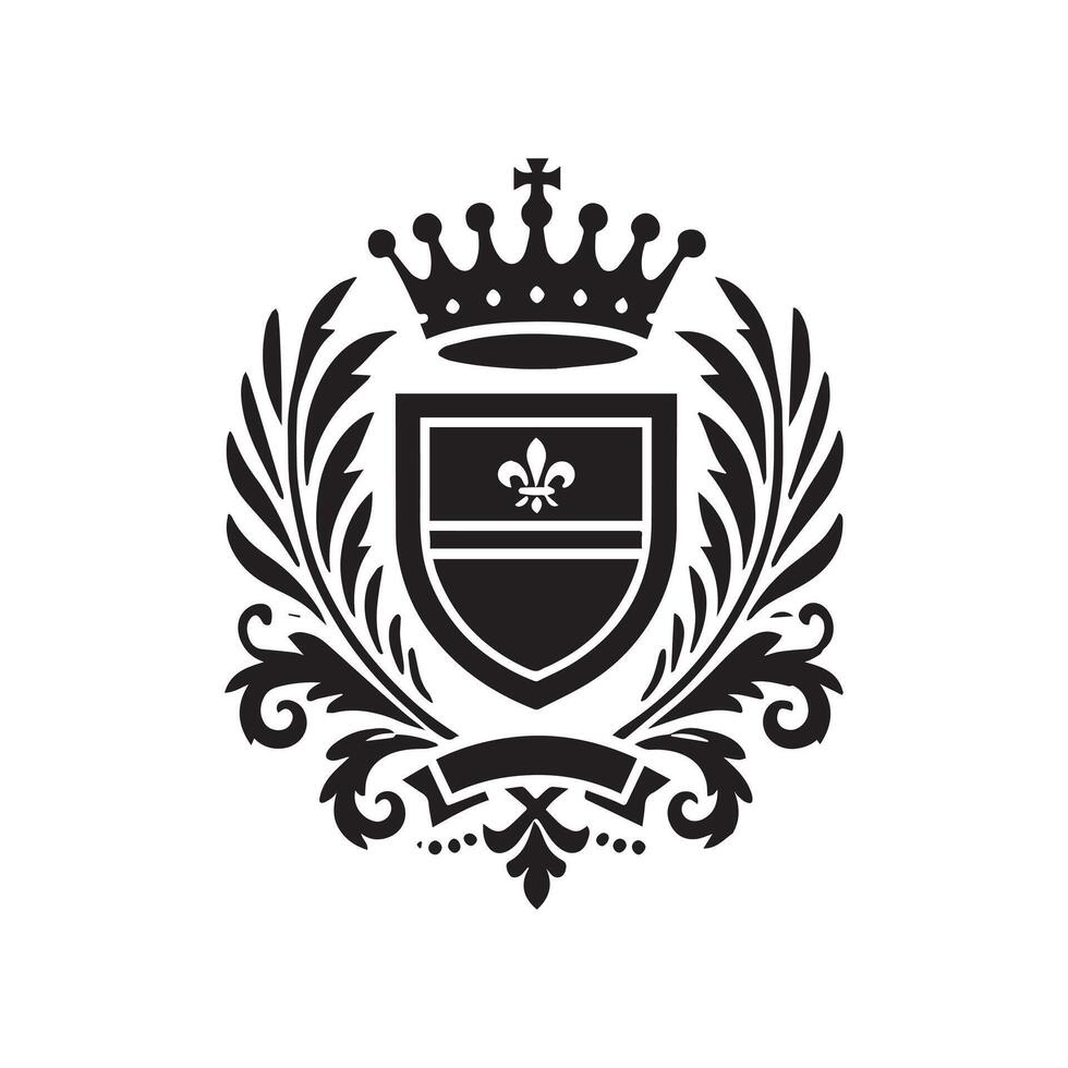 Medieval coat of arms Clipart Design - coat of arms illustration in black and white vector