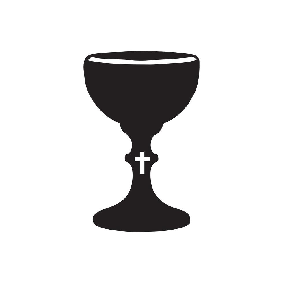 Medieval Chalice Clipart Design - Chalice illustration in black and white vector