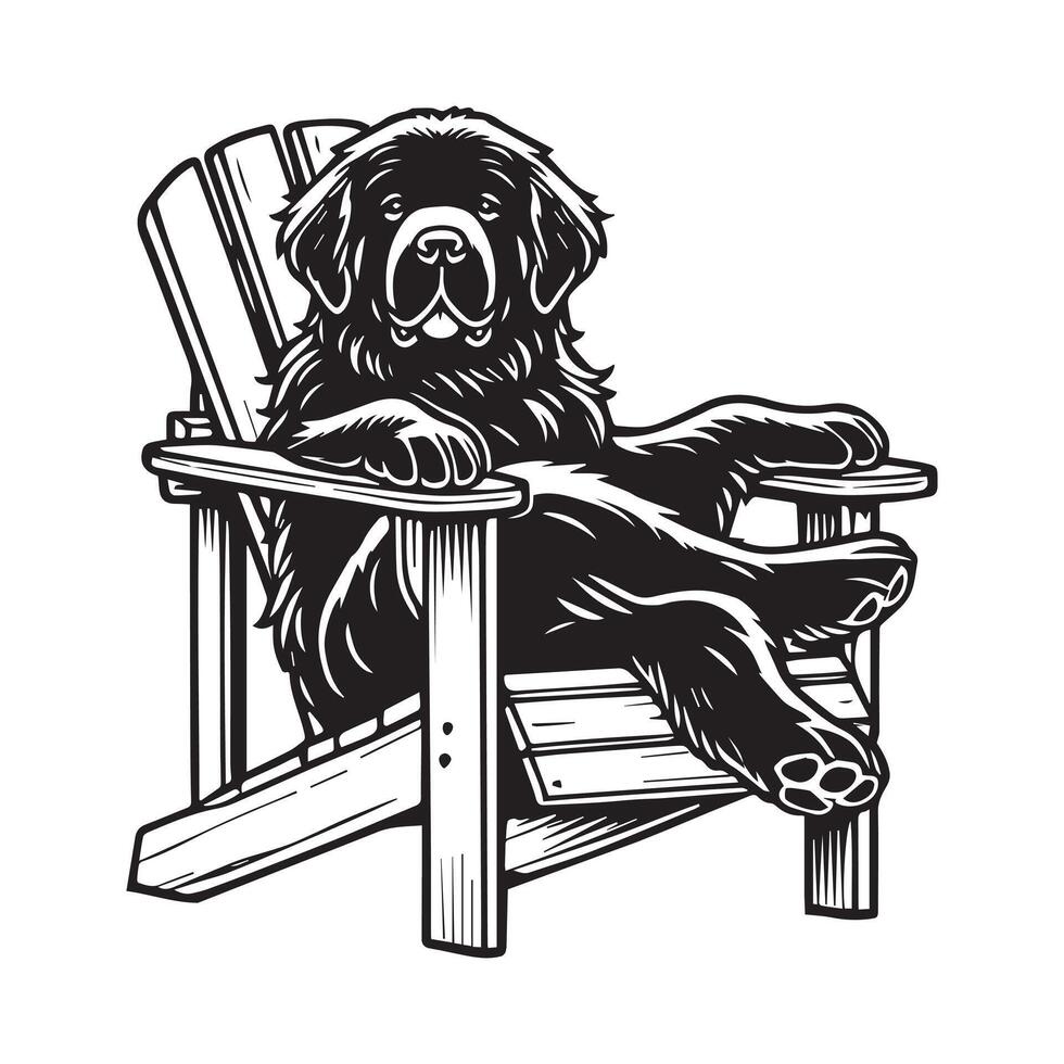 Newfoundland Dog illustration in black and white vector
