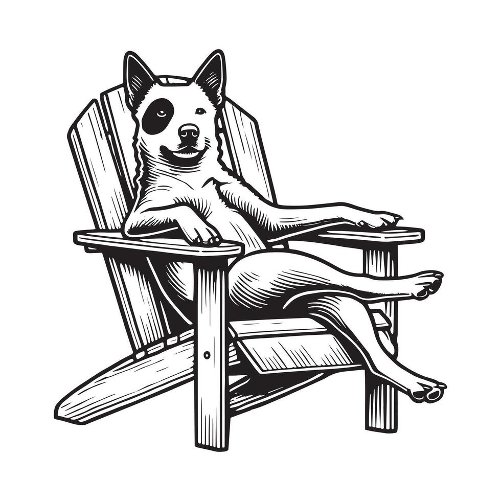 Australian Cattle Dog illustration in black and white vector