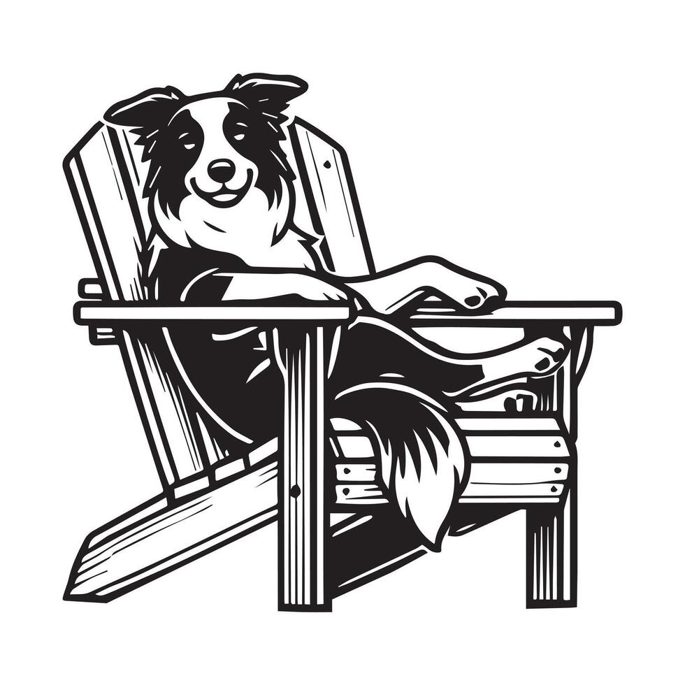 Border Collie Dog illustration in black and white vector