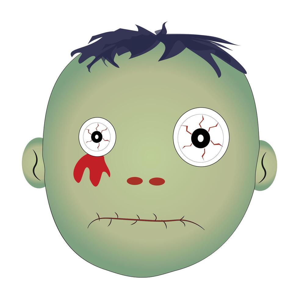 Zombie face Expressions illustration, cartoon zombie faces with different emotions vector