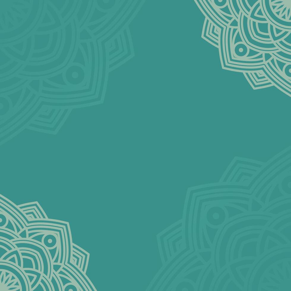 Simple Artistic Mandala Whirls Border on Blank Turquoise Square Background vector
